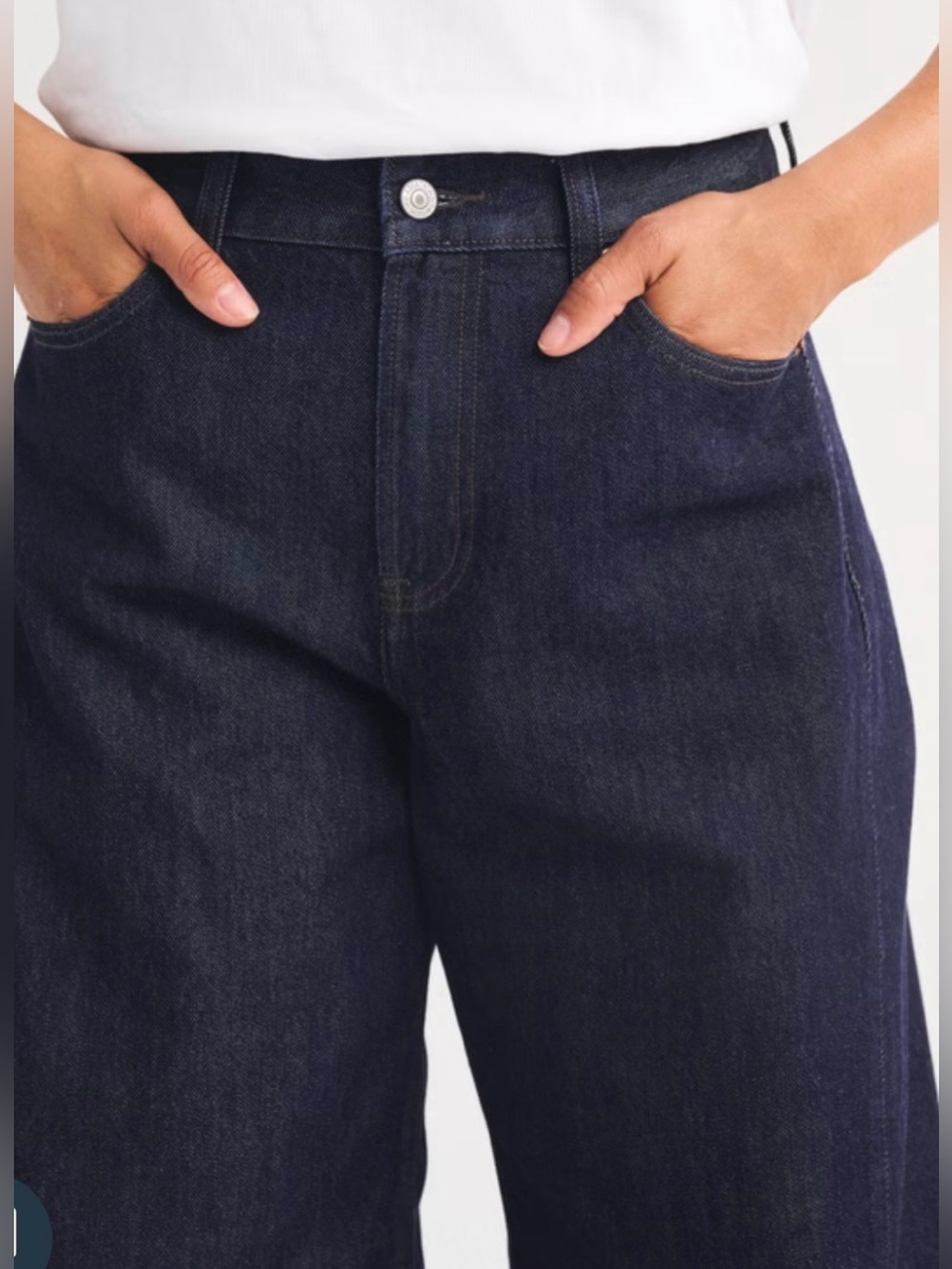 Abercrombie & Fitch Curve Love The Ultra Barrel Mid Rise Navy Blue Size 25 Short - Picture 4 of 9